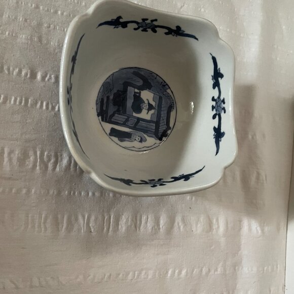 Vintage Chinese porcelain bowl square blue and white - Picture 11 of 13